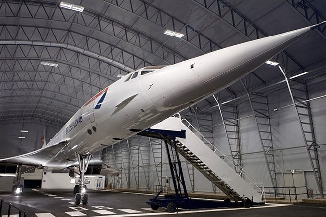 Party underneath the wings of a Concorde jet