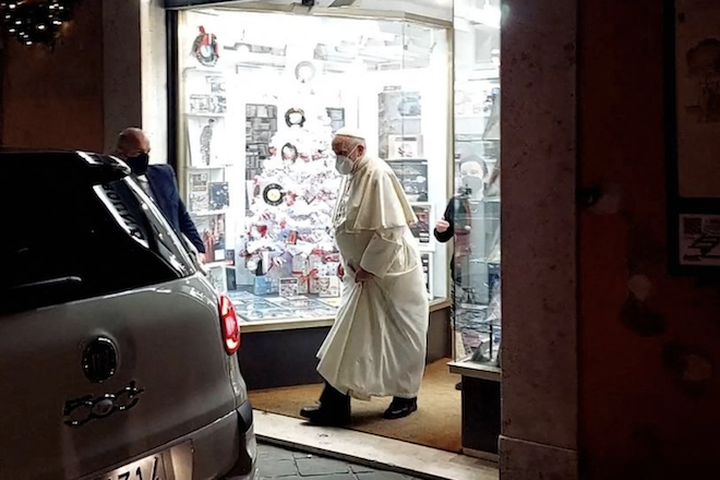 The Pope has been spotted at a record store in Rome