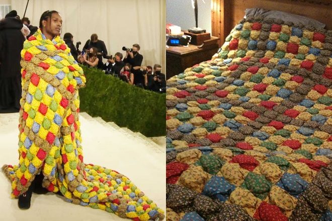 Someone has identified A$AP Rocky’s Met Gala outfit as their great grandma’s quilt