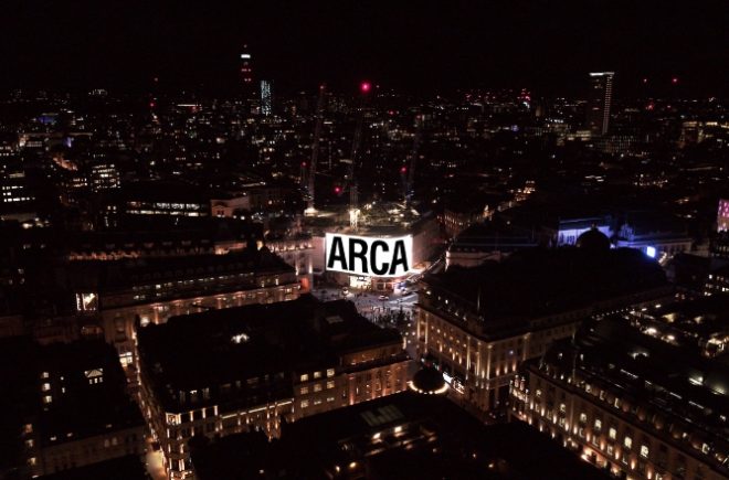 Arca artwork projected onto billboards around the world