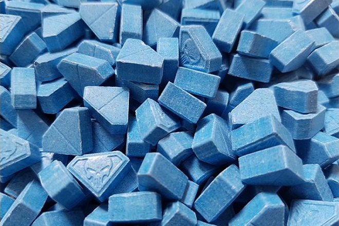 Warnings have been made about blue 'Punisher' ecstasy pills 