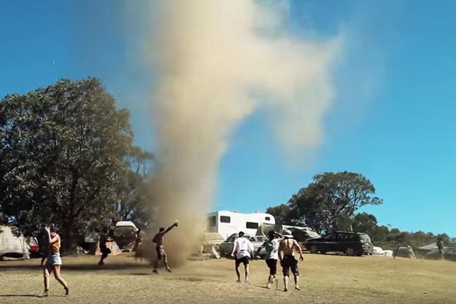Watch Australian ravers dance in a tornado
