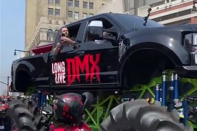 DMX's casket was transported to memorial service on a monster truck