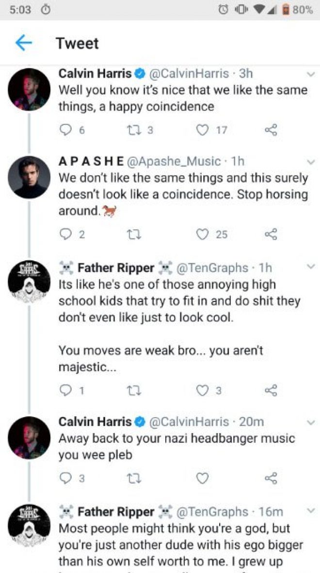Calvin Harris in hot water over &quot;Nazi headbanger music&quot; insult