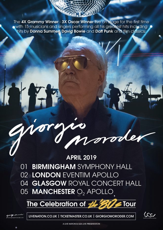 Giorgio Moroder announces first ever live tour